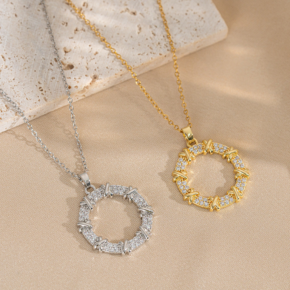 Necklace Women Trend Niche Zircon Donut Ins Style Titanium Steel Necklace