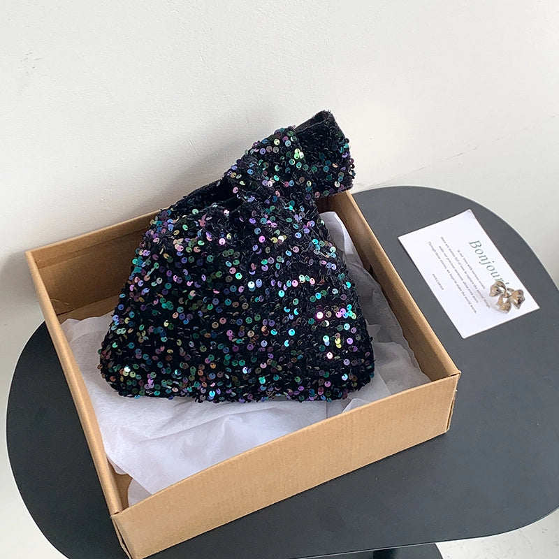 Women's Small Polyester Solid Color Streetwear Sequins Square Open Handbag