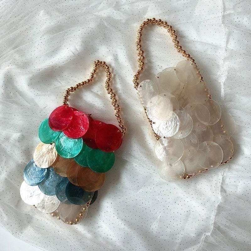 Women's Small Shell Patch Geometric Fashion Shell Open Handbag