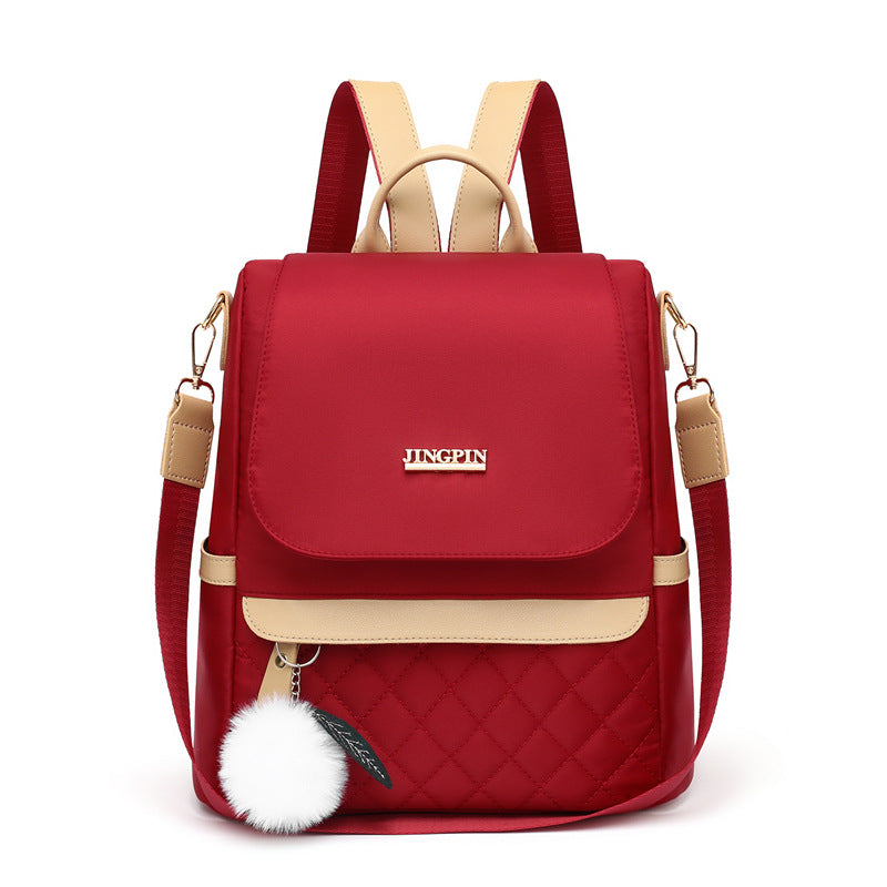 Diamond Pattern Anti-Theft  Canvas Travel Backpack