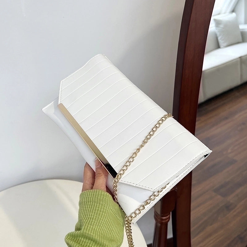 Women's Pu Leather Solid Color Classic Style Flip Cover Crossbody Bag