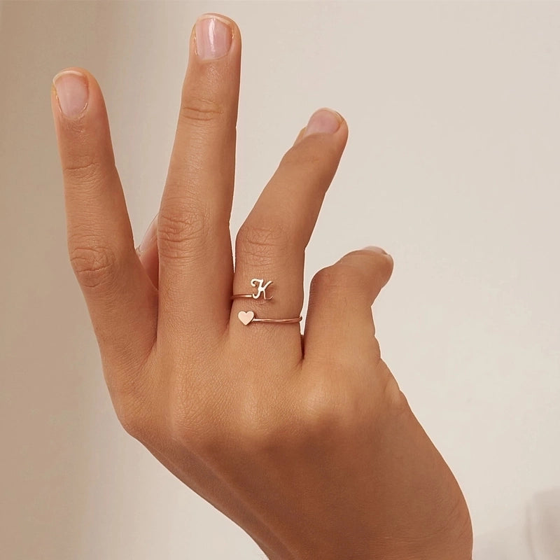 Fashion Letter 304 Stainless Steel Gold Plated Plating Stainless Steel Rings