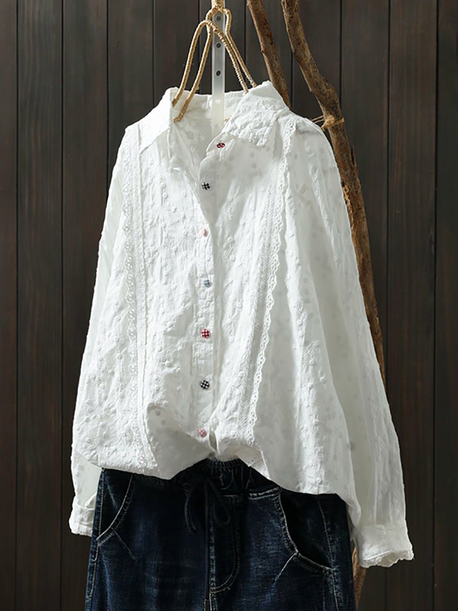 Women Spring Artsy Embroidery Shirt