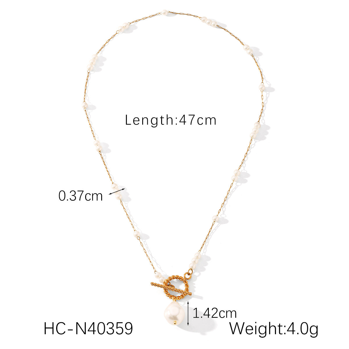 Pearl 0T Buckle Necklace Baroque Freshwater Pearl Pendant Necklace Women'S Retro Sweater Chain