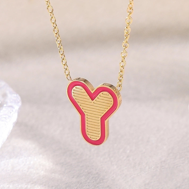 Sweet Minimalist Artistic Letter Stainless Steel Enamel Plating Pendant Necklace