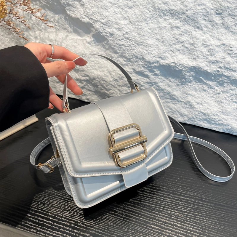 Women's Pu Leather Solid Color Streetwear Square Flip Cover Shoulder Bag Crossbody Bag