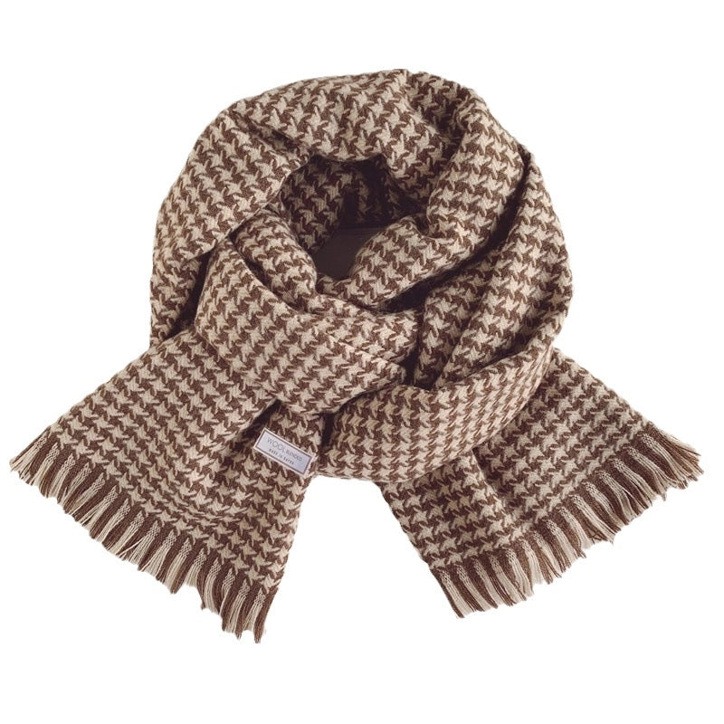 Plaid Niche Scarf Women's Winter New Tassel  Student Warm Shawl Scarf For Men