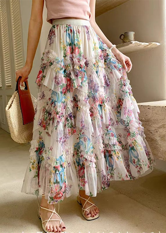 Beautiful Pink Ruffled Patchwork Asymmetrical Tulle Skirts