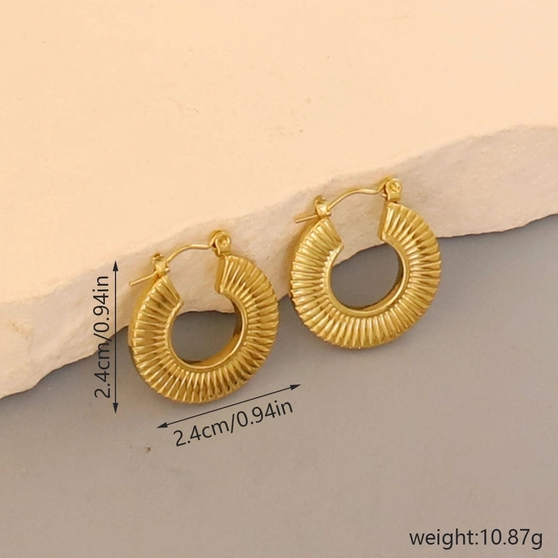 1 Pair Minimalist Pentagram Round Solid Color Plating 304 Stainless Steel 18K Gold Plated Earrings