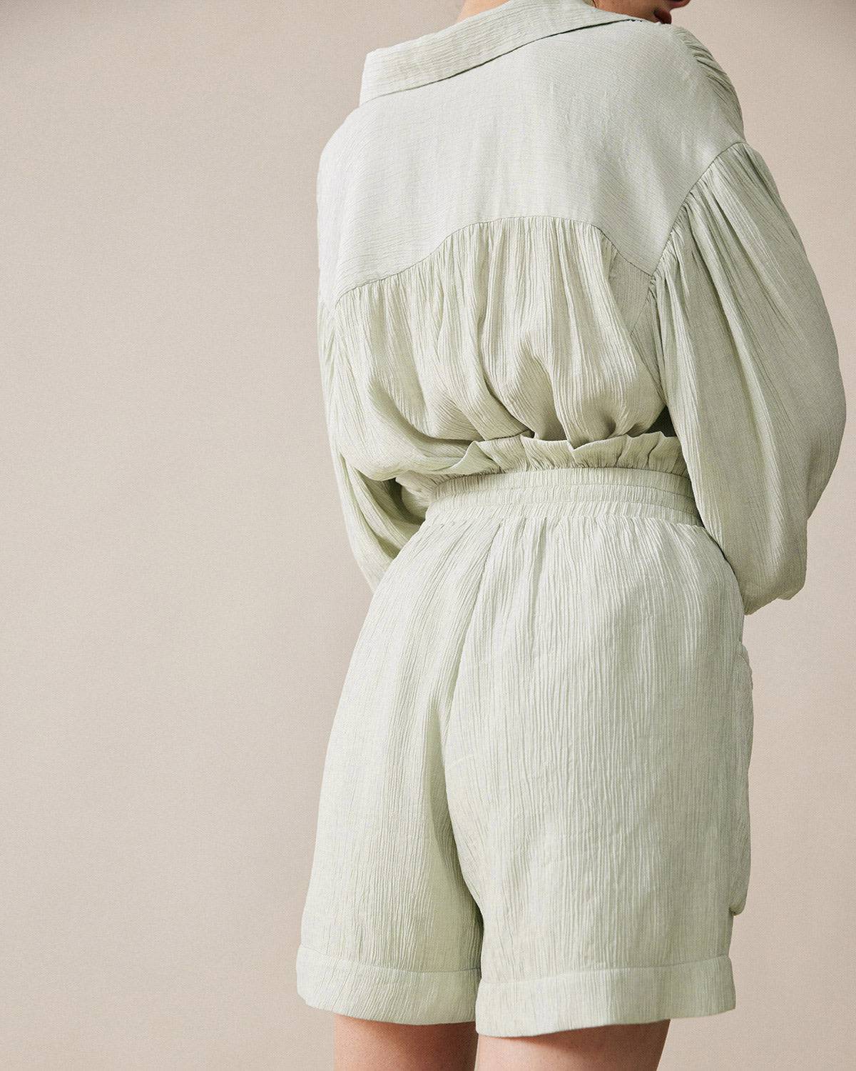 The Solid High Waist Drawstring Shorts