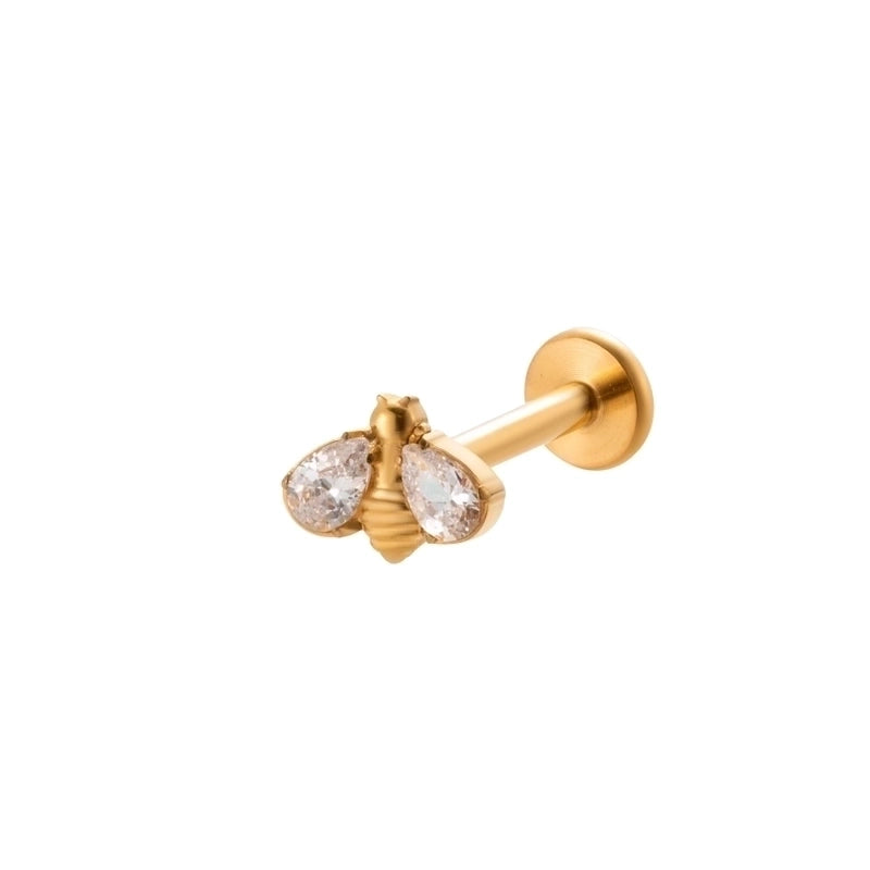 1 Piece Ear Cartilage Rings & Studs IG Style Vintage Style Leaves Heart Shape Bee Pure Titanium Plating Inlay Zircon