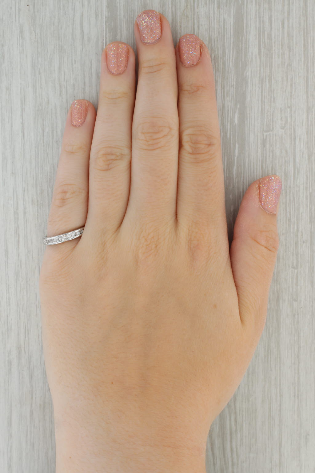 0.25ctw Diamond Wedding Band 14k White Gold Stackable Anniversary Band Size 7