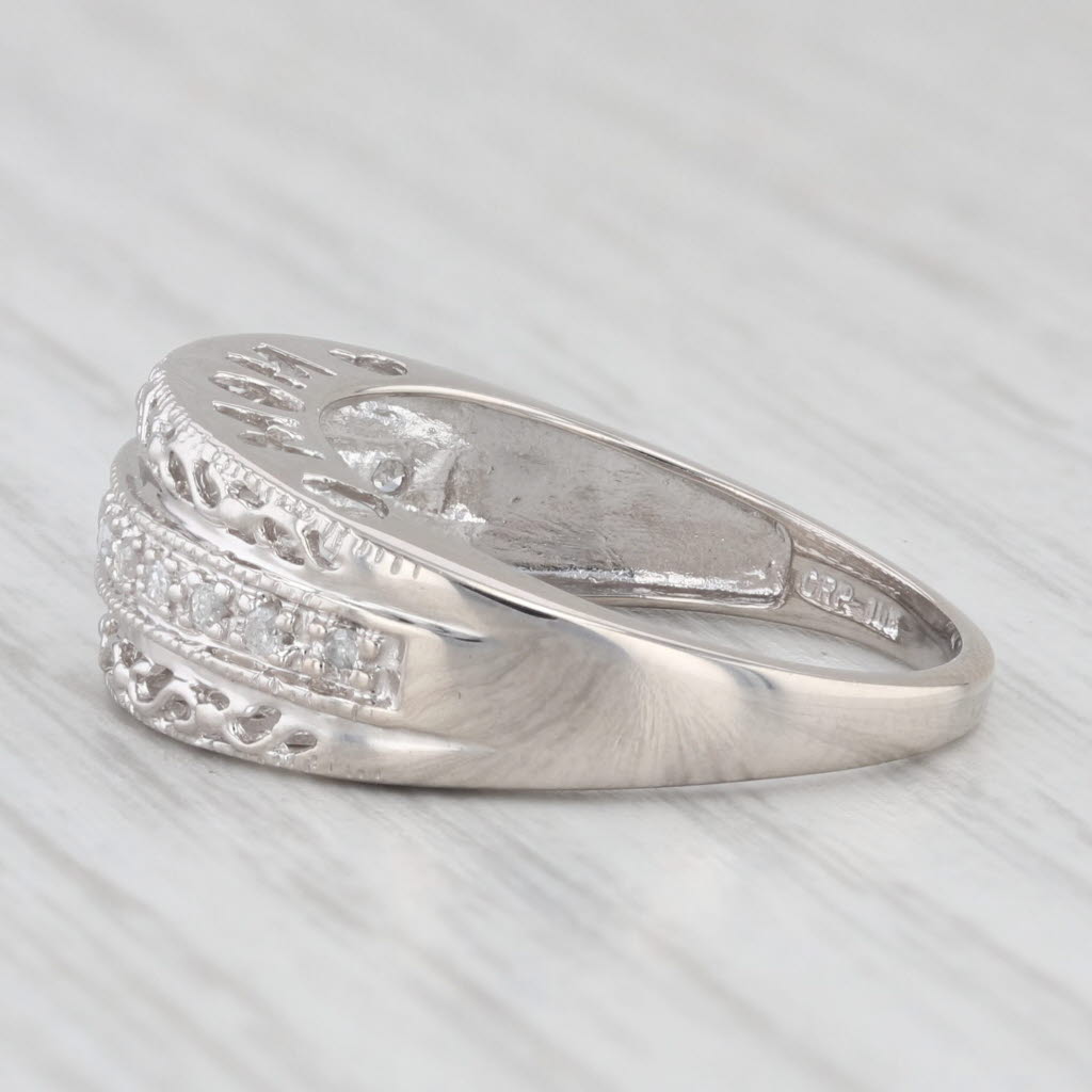 0.11ctw Diamond Mom Ring 10k White Gold Size 7 Band Gift Keepsake