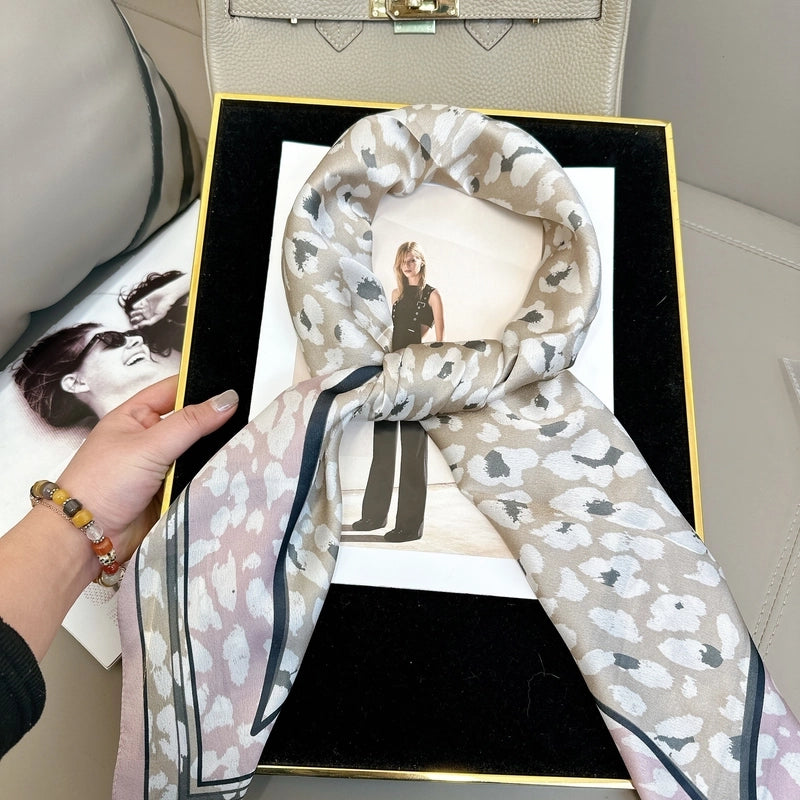 Women's Elegant Vacation Stripe Flower Polyester Silk Scarf