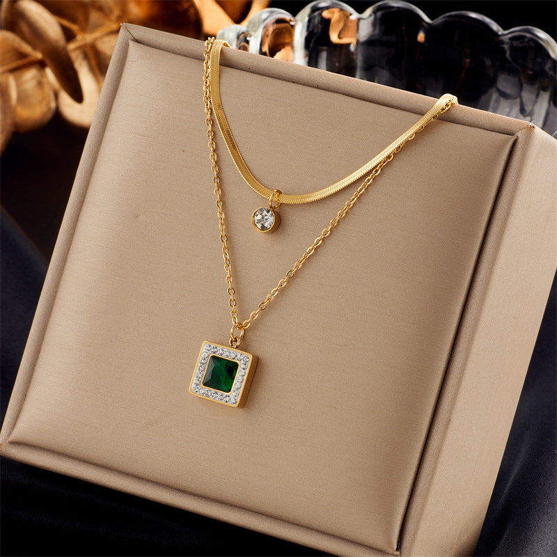 Fashion Women Square Chain Titanium Steel Electroplating Jewelry Sets