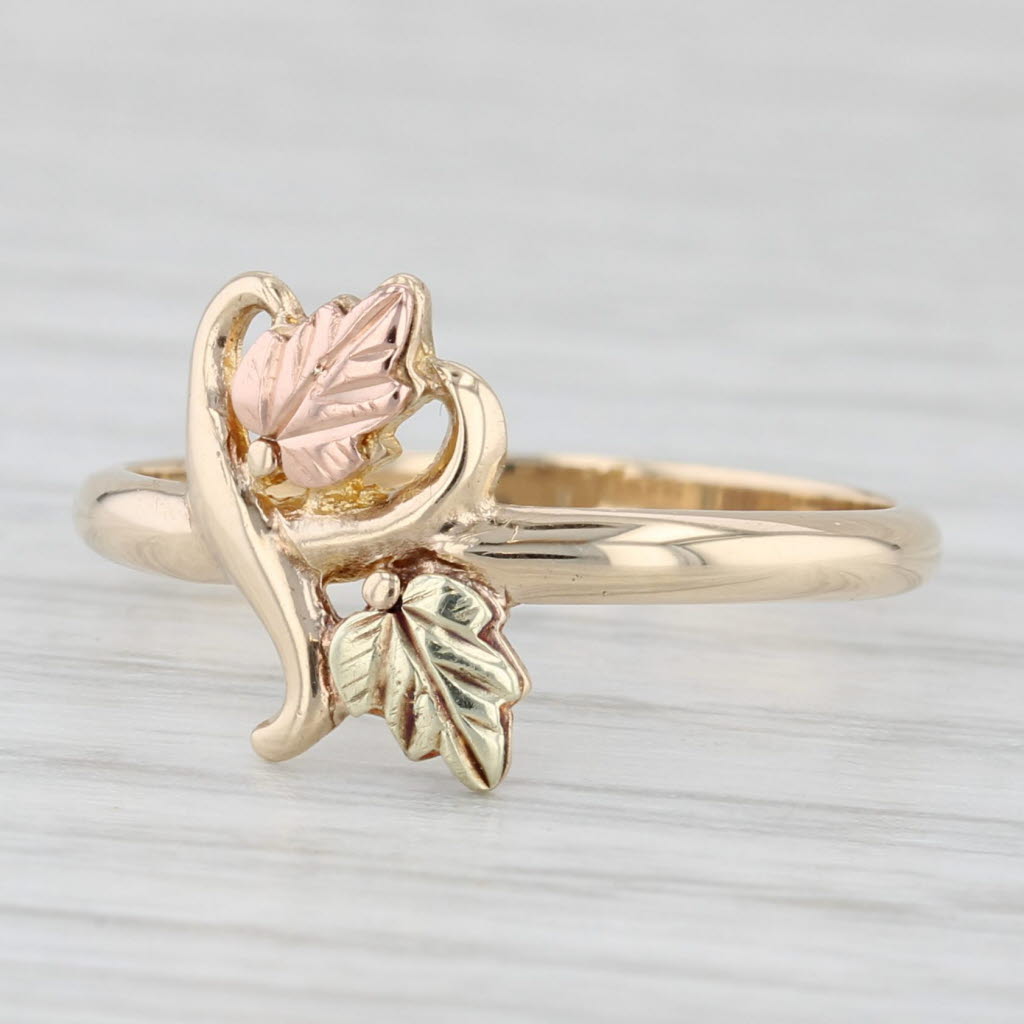 Coleman Co Black Hills Gold Leaf Ring 10k Yellow Rose Green Gold Size 7 Floral
