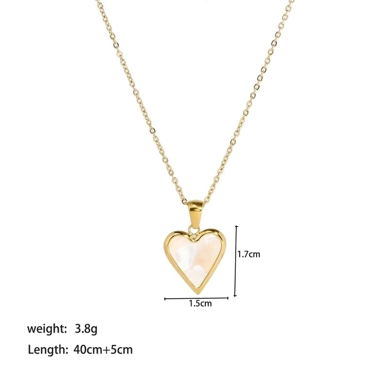 304 Stainless Steel 18K Gold Plated Lady Plating Inlay Moon Heart Shape Artificial Gemstones Pendant Necklace