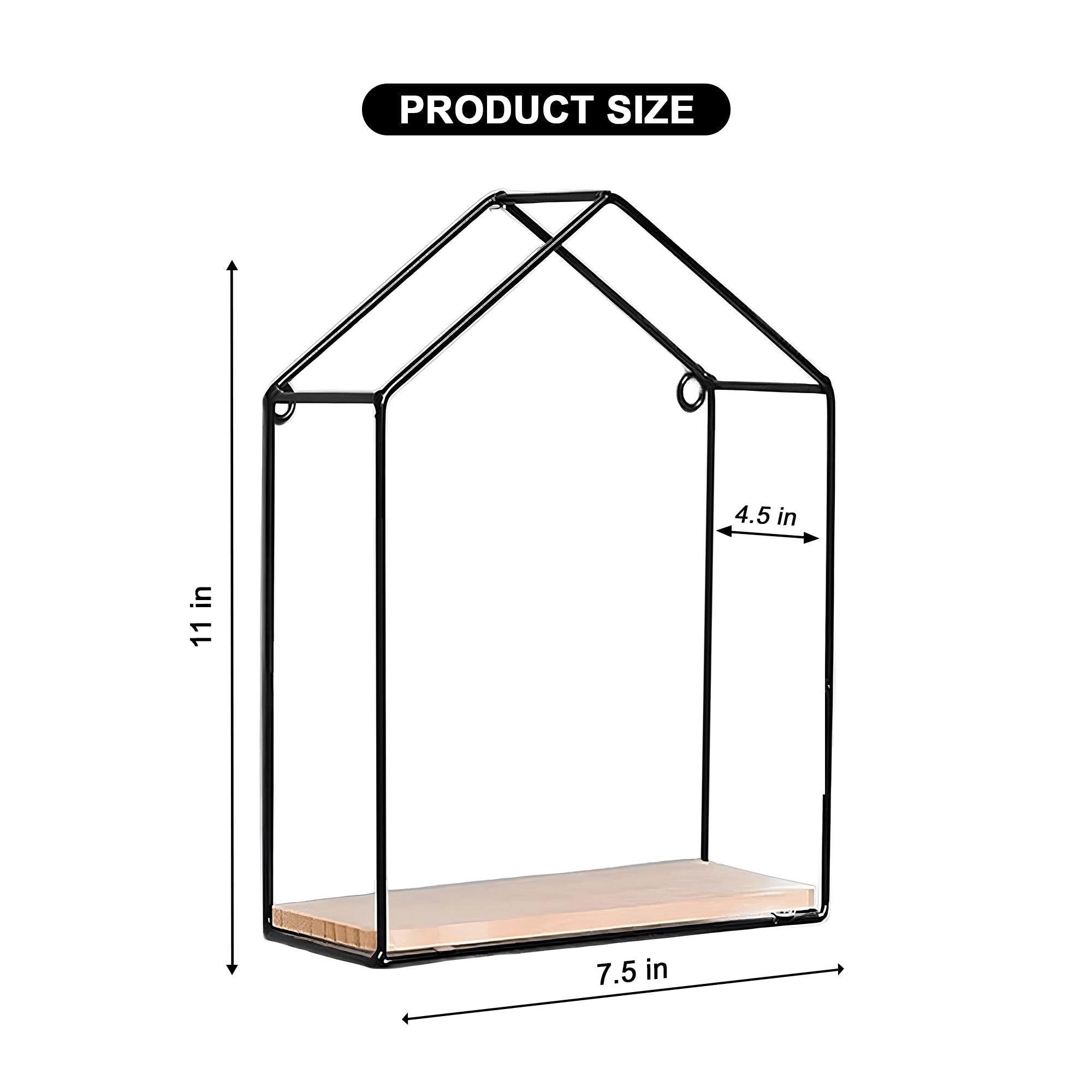 HUT-STYLE WALL SHELF - SINGLE WOODEN LAYER STYLE