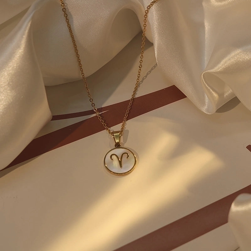 Stainless Steel 18K Gold Plated Basic Plating Constellation Shell Pendant Necklace