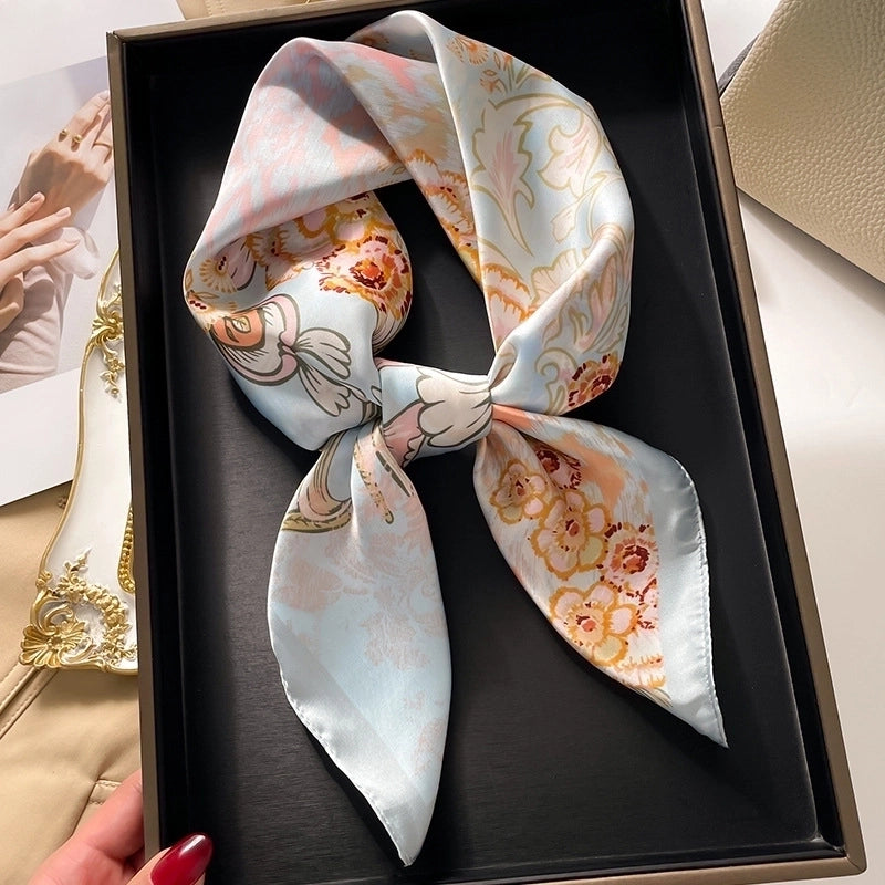 Women's Elegant Minimalist Color Block Polyester Printing Silk Scarf