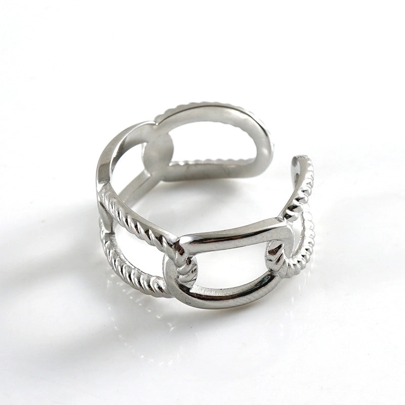 Retro Geometric 304 Stainless Steel Titanium Steel 18K Gold Plated Plating Stainless Steel Rings