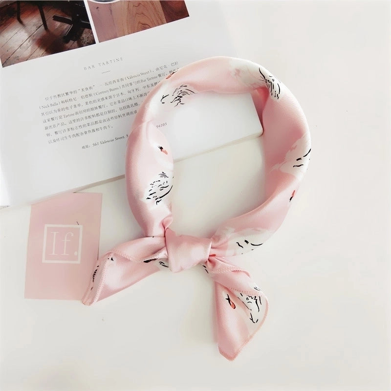 Women's Sweet Color Block Polyester Printing Silk Scarf