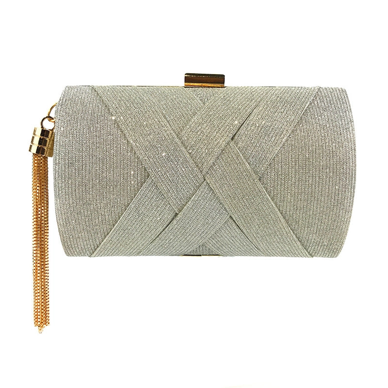 Satin Solid Color Tassel Square Evening Bags