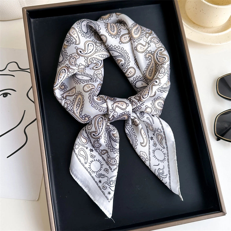 Unisex Casual Minimalist Stripe Flower Polyester Satin Printing Silk Scarf