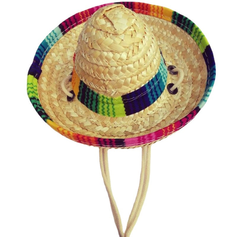 Pet Supplies Straw Mini Pet Dog Straw Hat Pet Mexican Straw Hat Pet Cat Sun Hat