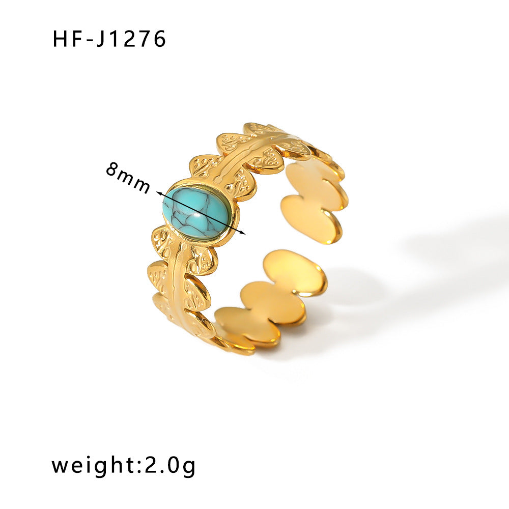 Women IG Style Circle Round Geometric Stainless Steel Electroplating Rings