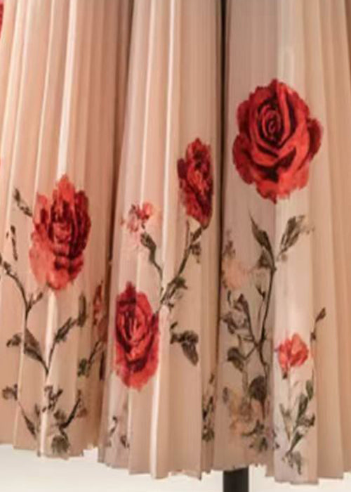 Chic Gradient Color Wrinkled Print Cotton Skirt Summer