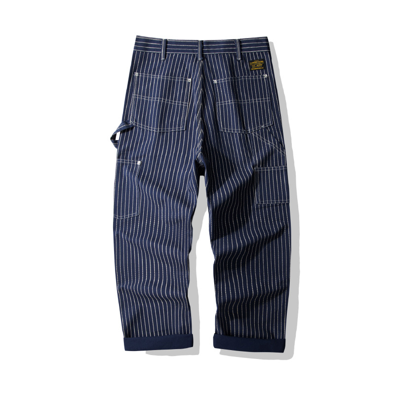 Men's Casual Striped Canvas Cargo Pants