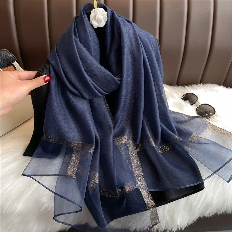 Women's Elegant Solid Color Polyester Scarf