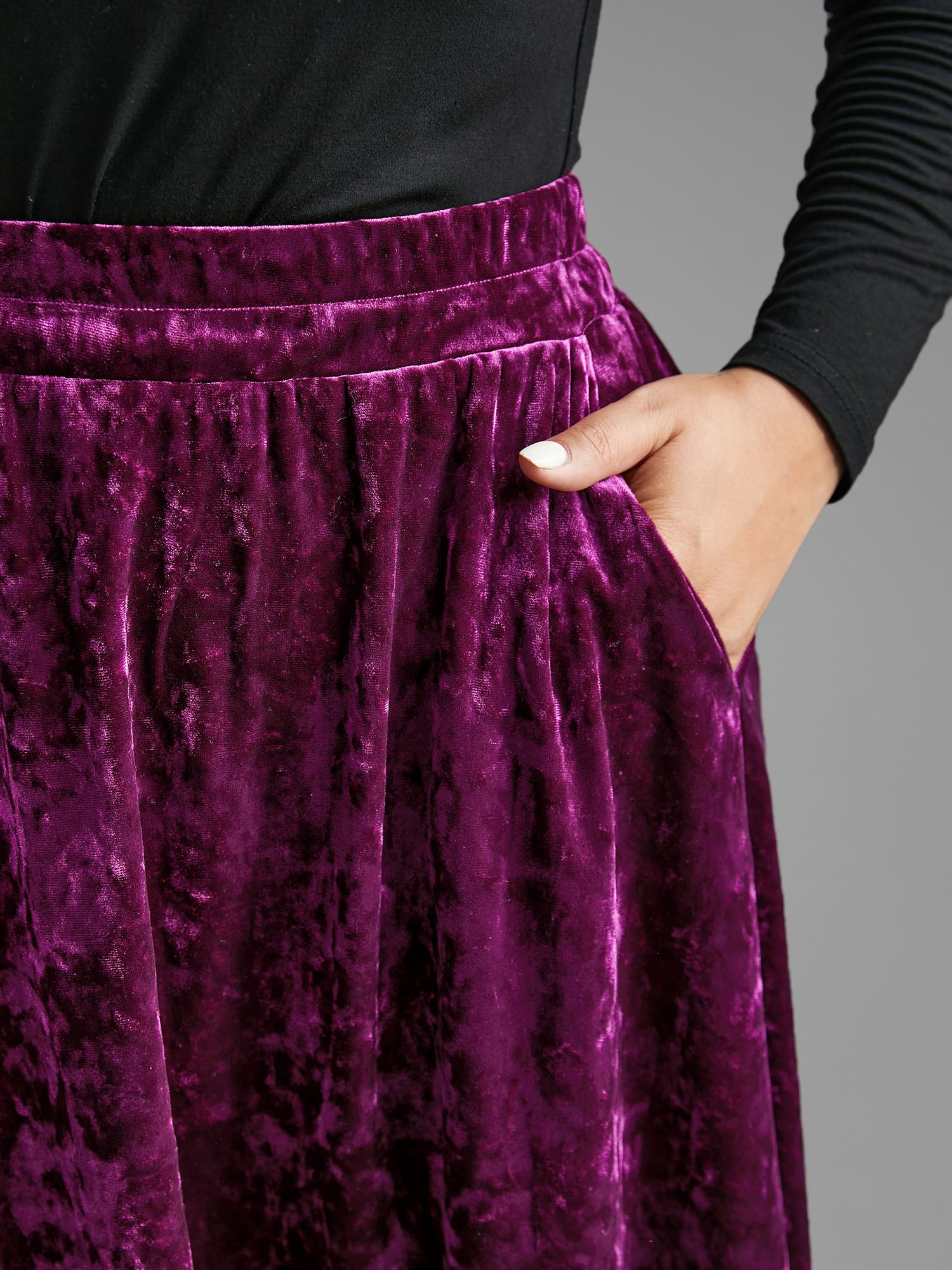 Velvet Elastic Waist Skirt