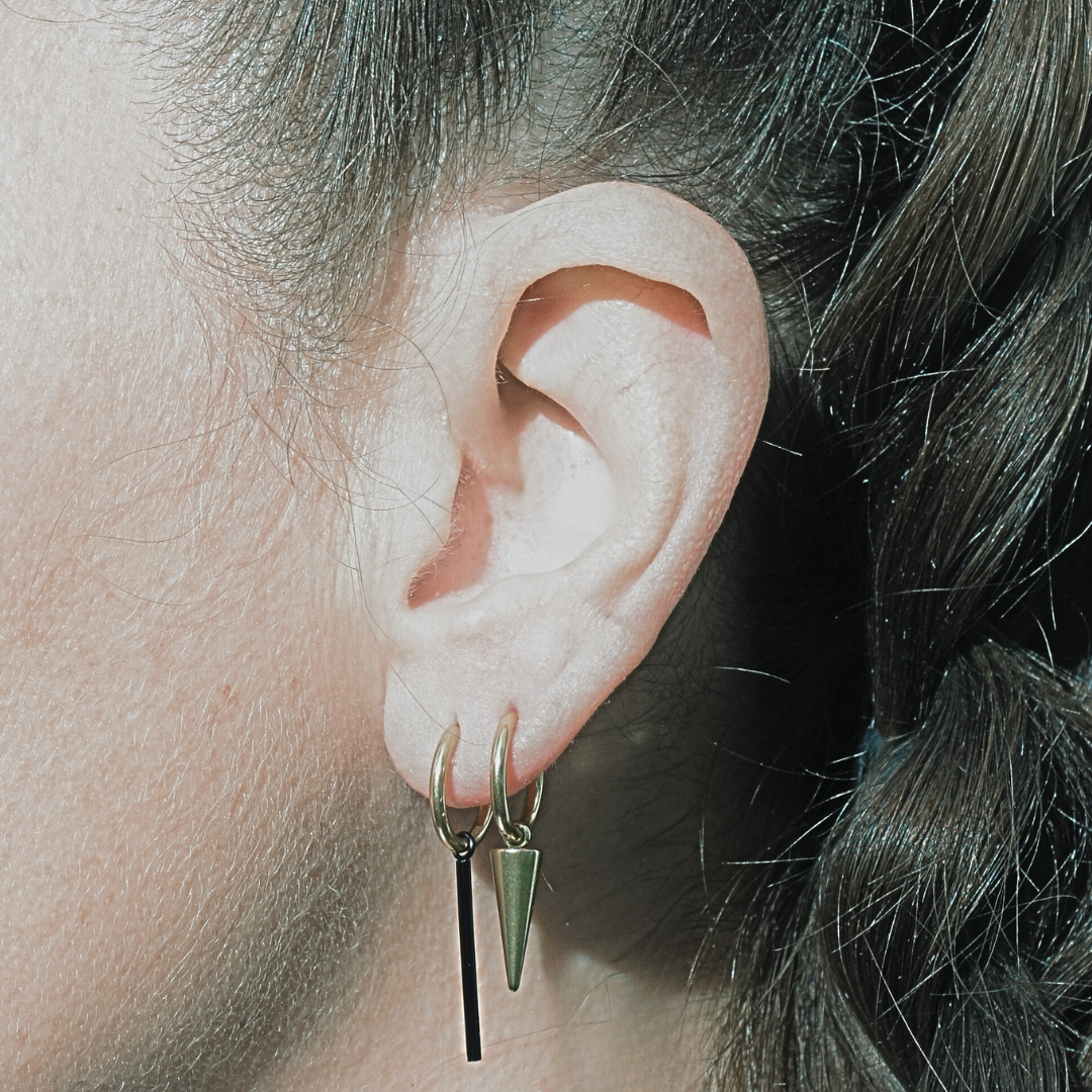 Simple spiked charm hoops - Silver