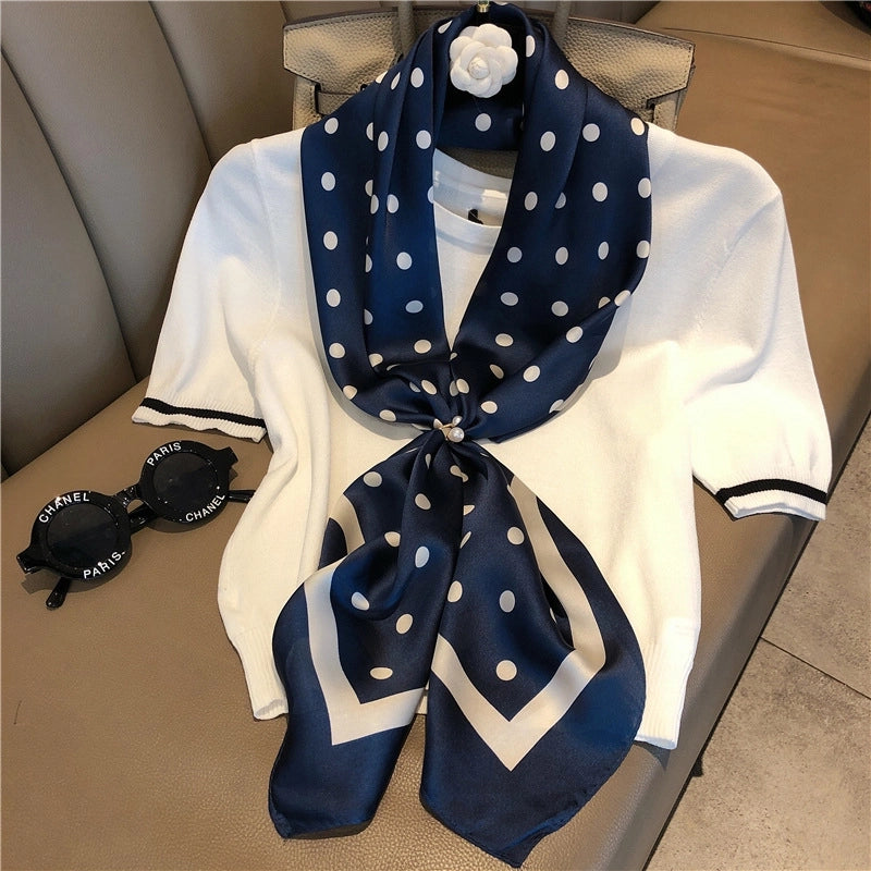 Women's Elegant Business Polka Dots Polyester Printing Silk Scarf