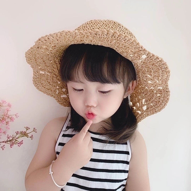 Women's Minimalist Classic Style Color Block Crimping Straw Hat