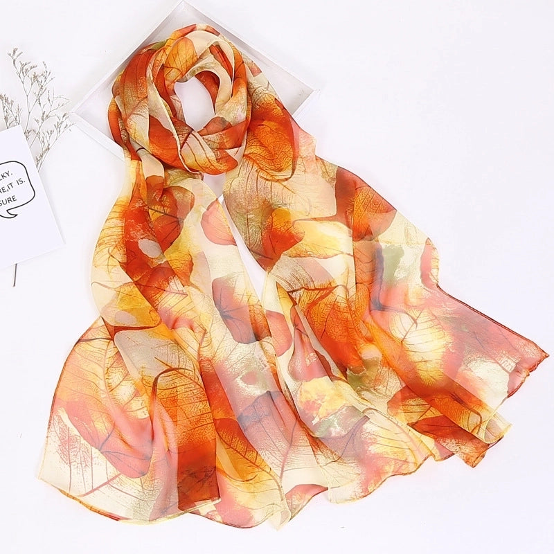 Women's Elegant Color Block Flower Georgette Silk Scarves