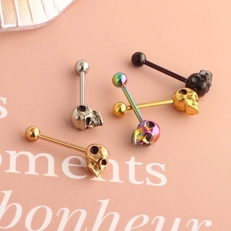 1 Piece Lip Rings Minimalist Skull Stainless Steel Plating