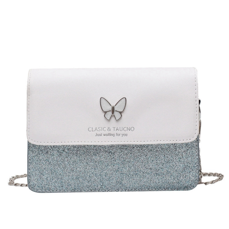 Women's Small Pu Leather Letter Butterfly Vintage Style Square Magnetic Buckle Crossbody Bag