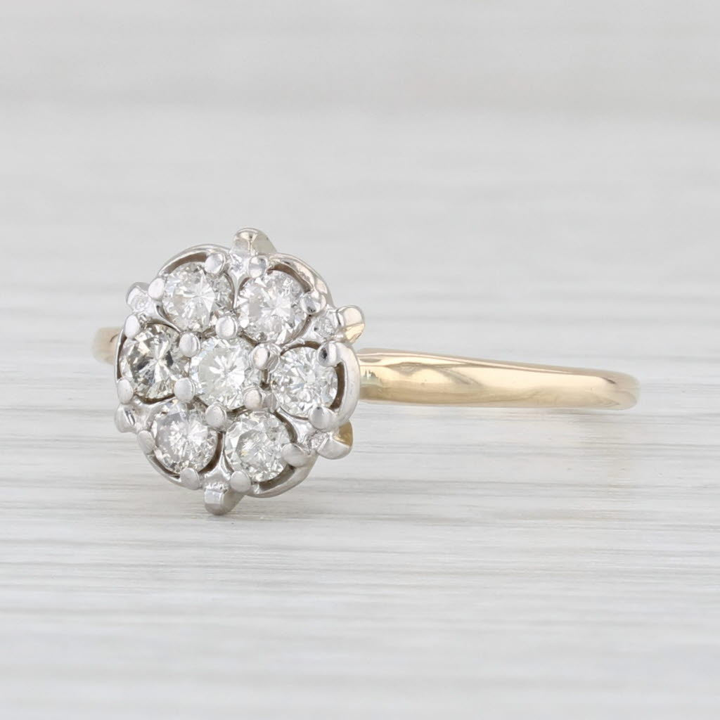 0.45ctw Diamond Cluster Engagement Ring 10k Gold Vintage Size 7