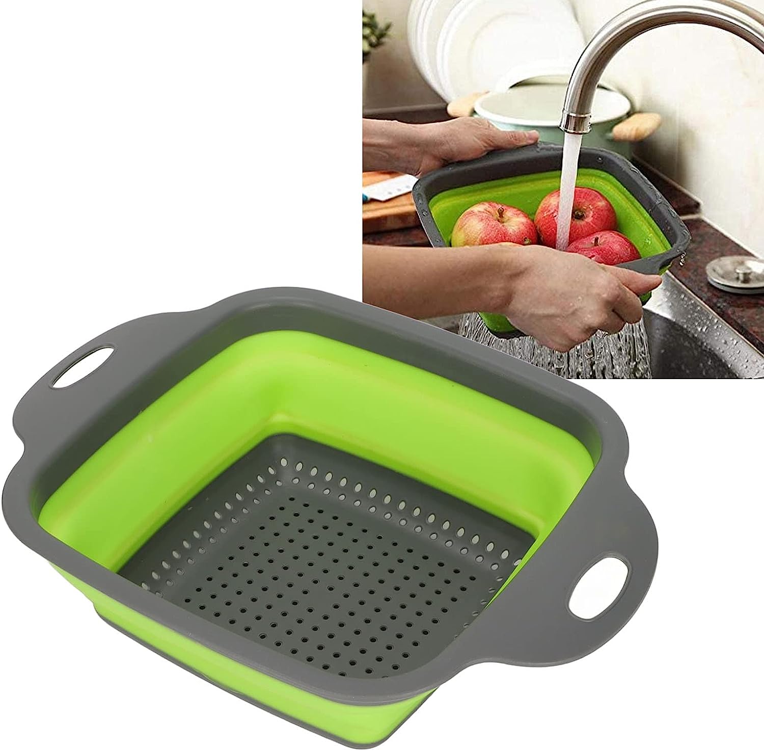 Folding Drain Baskets. Strong Bearing Draining Hole Sink Colander Fruits Vegetable Washing Basket