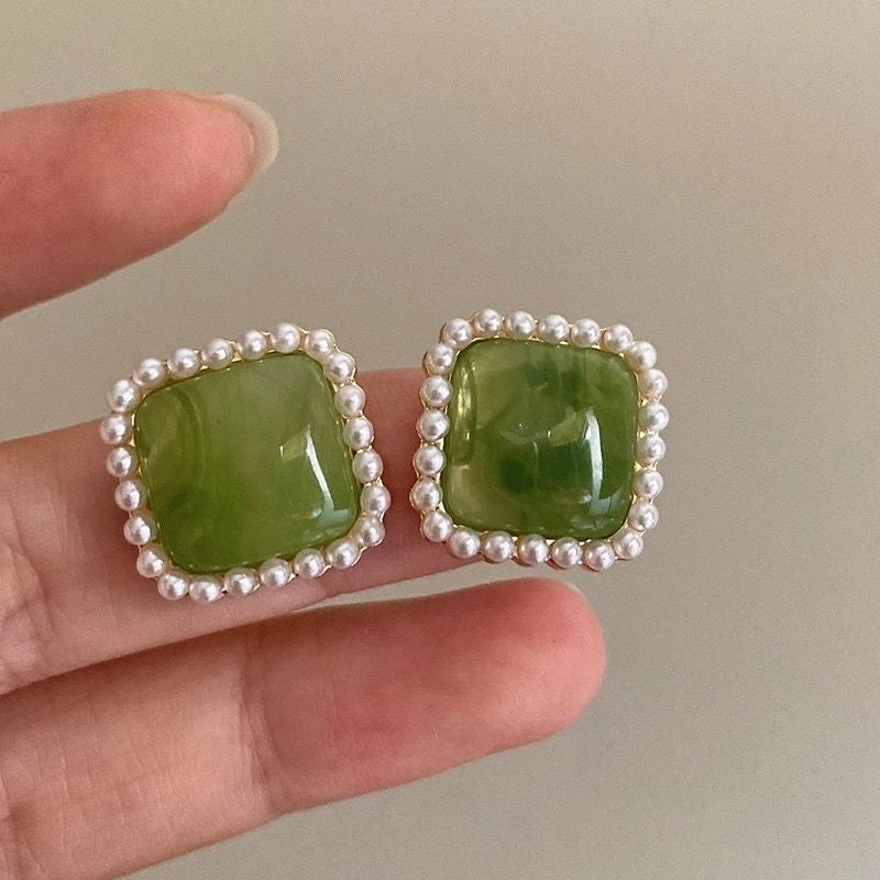 1 Pair Minimalist Round Inlay Alloy Zircon Ear Studs