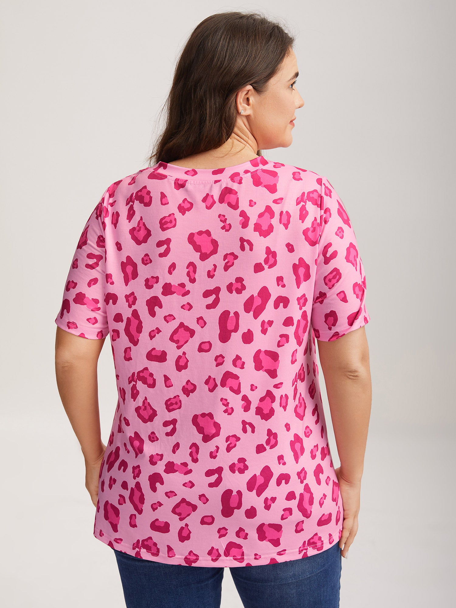 Rosy Leopard Print Relaxed T-Shirt