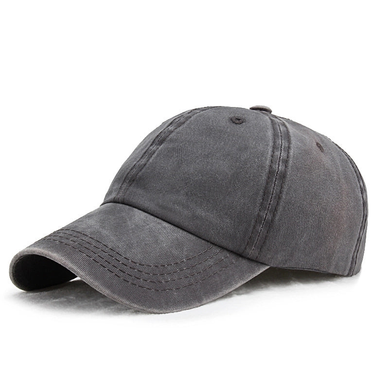 Hat Men's Summer Washed Denim Baseball Cap Old Vintage Solid Color Light Plate Cap Soft Top Curved Eave Sunhat