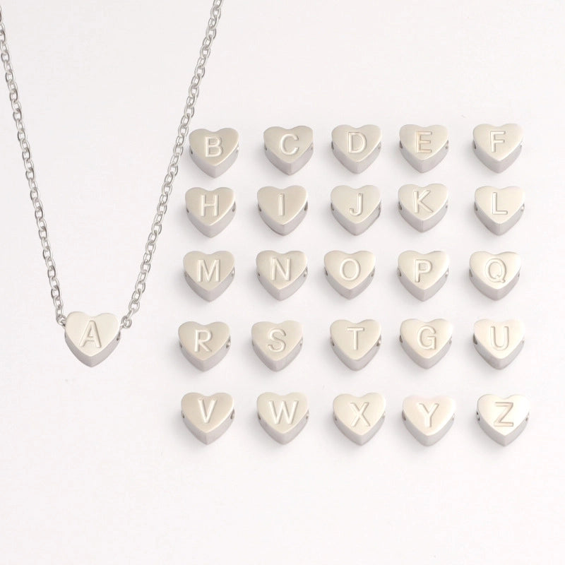 Stainless Steel Titanium Steel 18K Gold Plated Minimalist Letter Heart Shape None Pendant Necklace