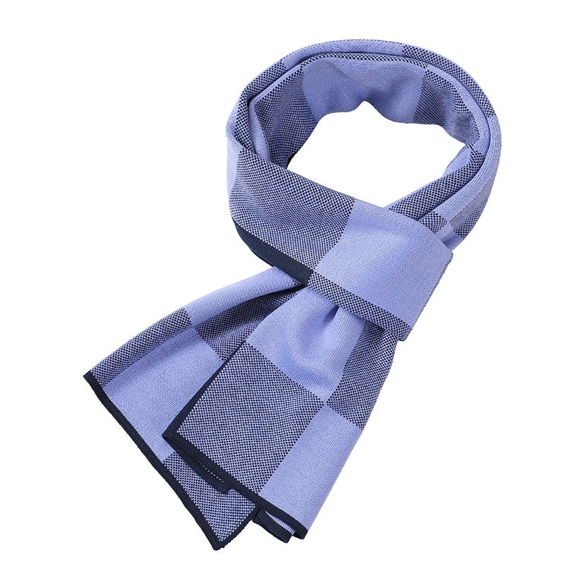 Men's Scarf Winter Warm Plaid Thickened Business Knitted Cashmere Thick Scarf Fashionable Scarf