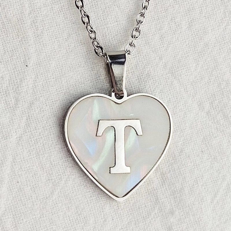 Cute Sweet Letter Titanium Steel Plating Inlay Shell Pendant Necklace