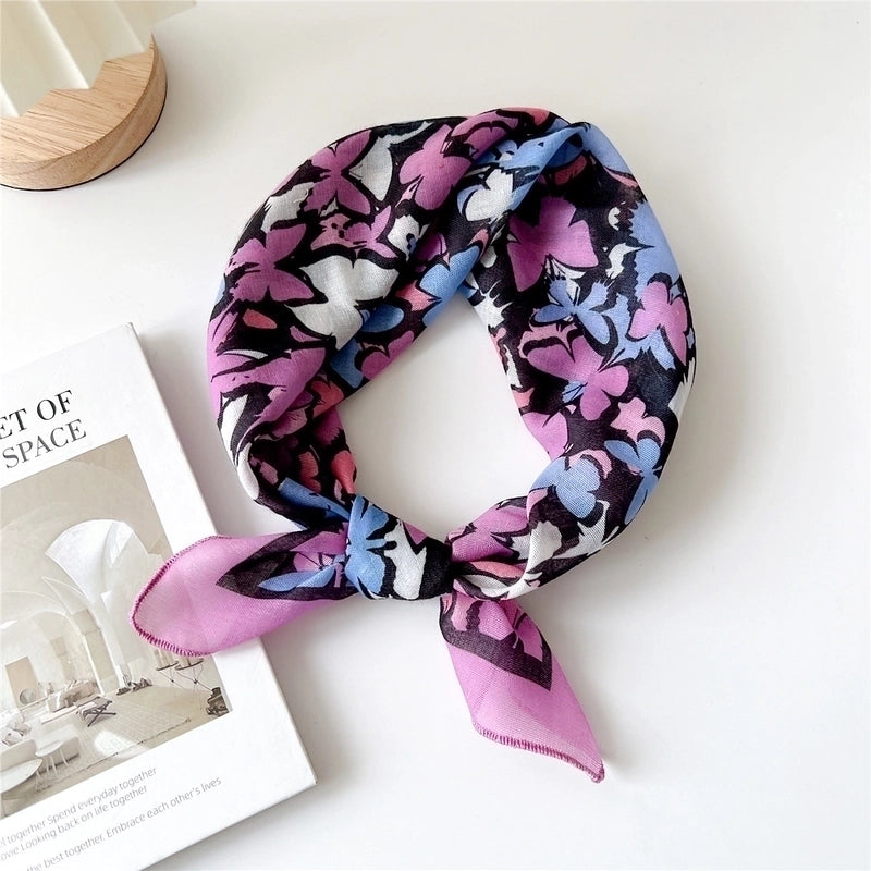 Women's Pastoral Minimalist Flower Cotton And Linen Printing Silk Scarf