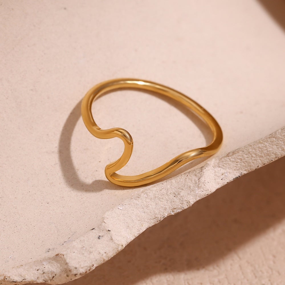 Minimalist Creative Circle Geometric Stainless Steel 18K Gold Plated Rings